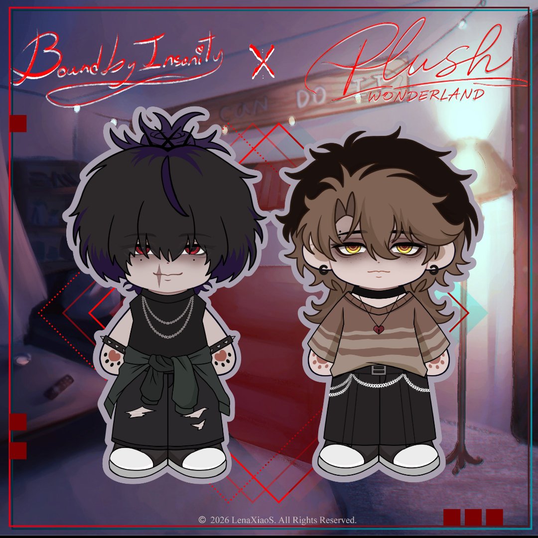 LenaXiaoS's tweet photo. ‼️BOUND BY INSANITY X PLUSH WONDERLAND COLLAB‼️

I'm so happy to finally announce this! And so grateful for all the support this project have received! You guys are the best!

You can get yours here!

Miles plush: https://t.co/5ZC5ROhbIK

Adrien plush:
https://t.co/M7TZWL7pSf https://t.co/tpzFNXRuQr