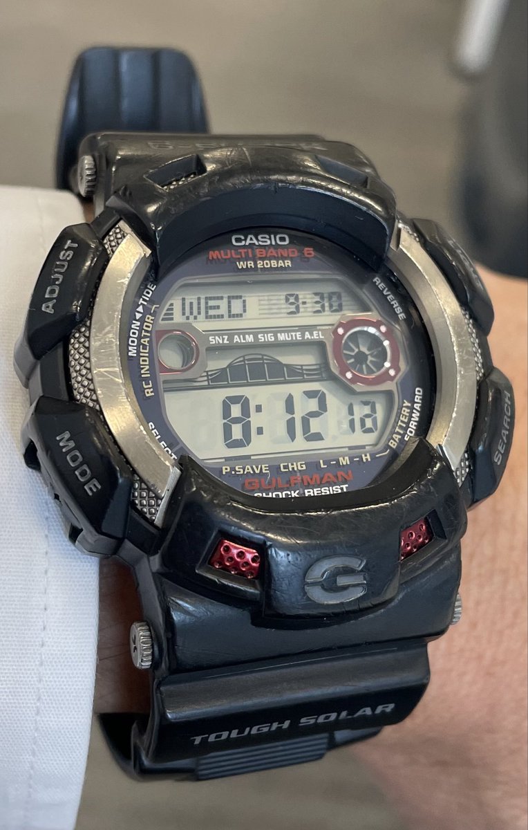 asami04282000's tweet photo. 今日も雨、今日も内勤、今日もガルフマン。GW-9110ですが。昨日の帰りに雨で濡れたので結果海Gの本領は発揮できました。今日も帰り雨に濡れる予定です（笑）。 https://t.co/gRi8YedaTd