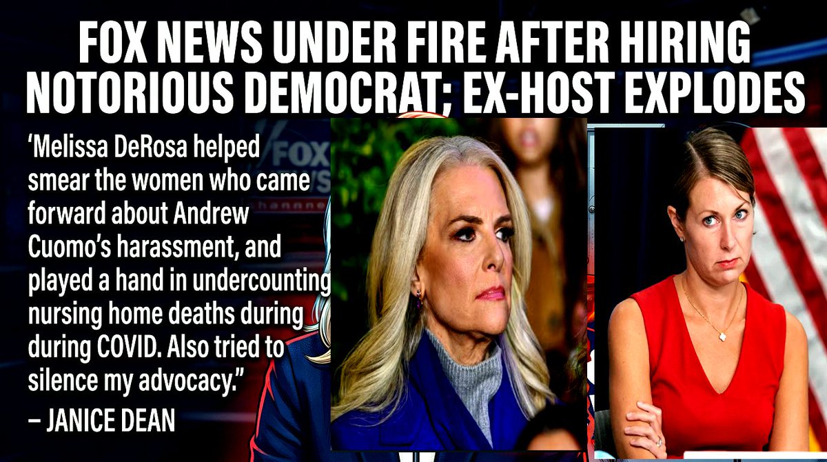 DiamondandSilk's tweet photo. Fox News is sparking intense backlash after hiring former Andrew Cuomo aide Melissa DeRosa as a contributor and podcast host.

Former Fox weathercaster Janice Dean unloaded on the move:

“Melissa DeRosa helped smear the women who came forward about Andrew Cuomo’s harassment, and played a hand in undercounting nursing home deaths during COVID. Also tried to silence my advocacy.”

Is this a step too far for the network's viewers? Share your thoughts below.  📷