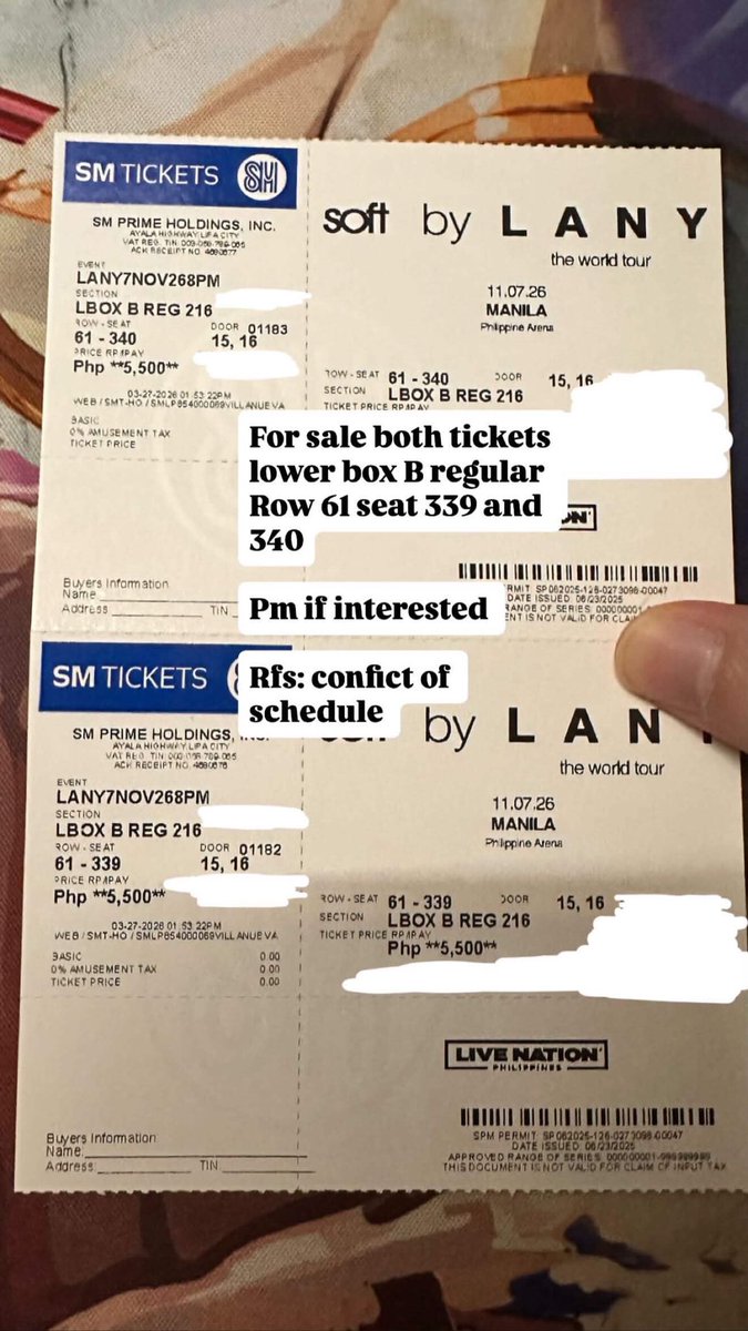 sunzhaul's tweet photo. wts lfb | ph

• soft by lany lbb reg - ₱5,500 + 100sm tix fee
— helping a friend!
— meetup onlyy 
— reply here or dm me if inch 🙌🏻 https://t.co/h3eAMEnAdQ
