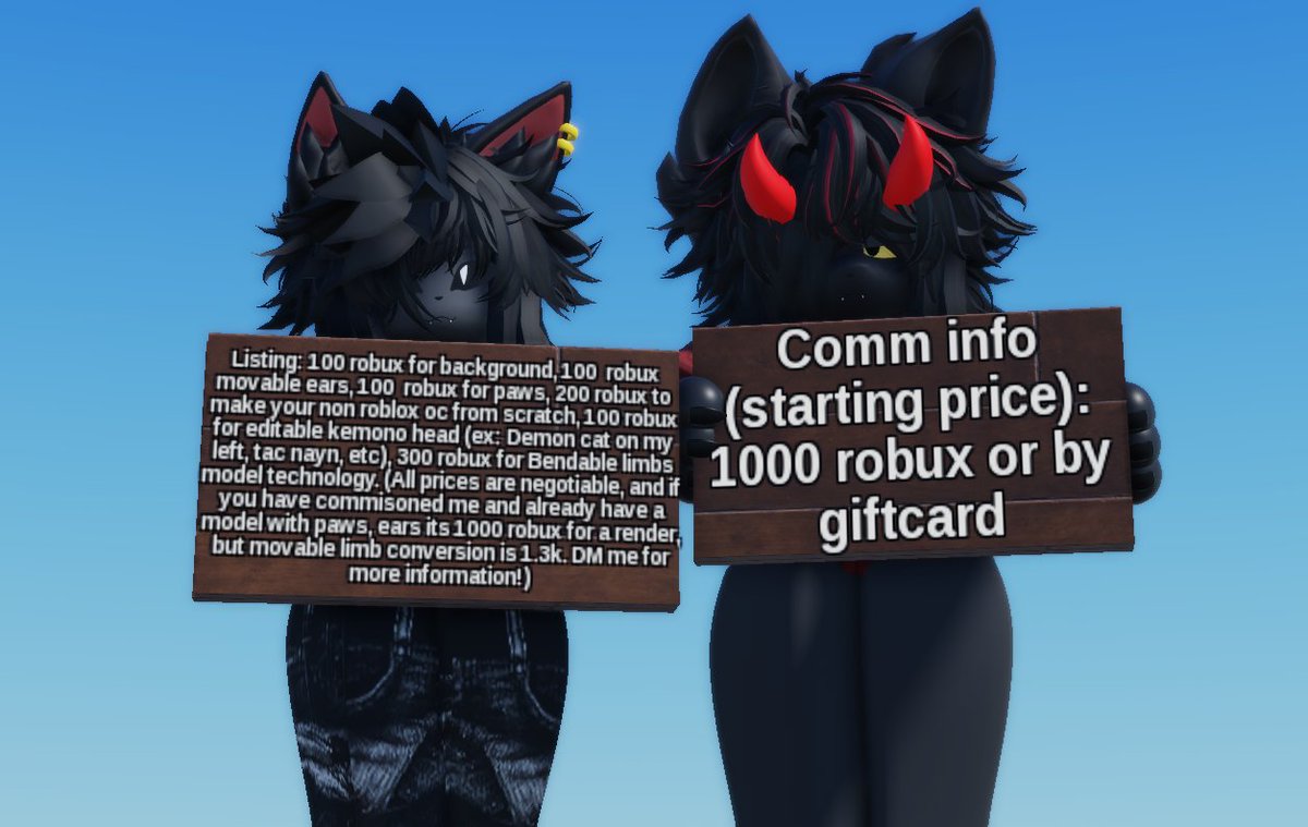 westsideakita's tweet photo. Heya, im in dire need for some robux so im gonna open 2 slots. 
Be quick and take them since im closing comms tommorow and reopening them once im done with preslots and the remaining comms, so go go go. https://t.co/HqbsXBFk3p