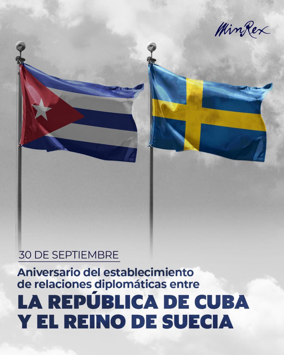 CubaMINREX's tweet photo. Cuba 🇨🇺 y Suecia 🇸🇪 celebran el 124 aniversario del establecimiento de sus relaciones diplomáticas, caracterizadas por la voluntad de desarrollar los vínculos 🤝 en ámbitos de mutuo interés. https://t.co/Zo80ijq8j4
