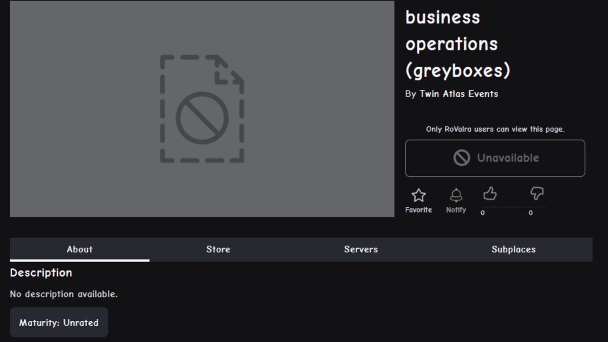 RBLXDaily_'s tweet photo. Two more subplaces have been created under the Twin Atlas Events group.

They are named "Plumbing" and "business operations (grayboxes)".

The halloween event draws closer. 🎃 👻 
#roblox #robloxnews #halloween https://t.co/65h5yLdX75