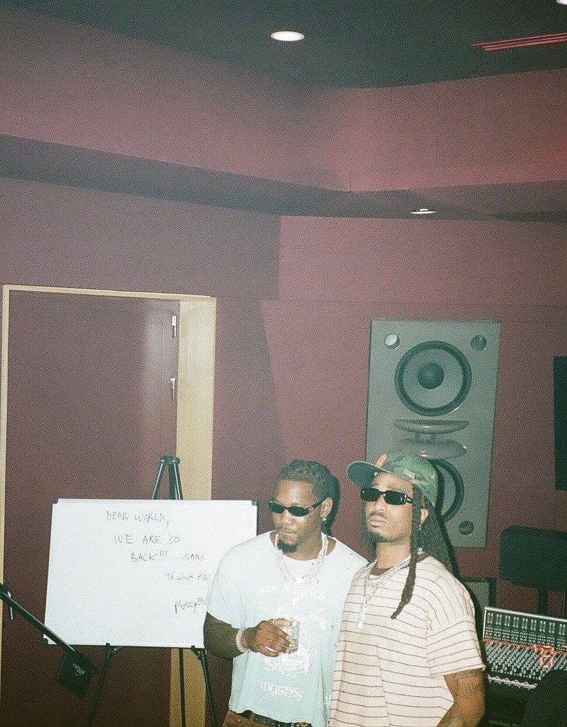 Kurrco's tweet photo. Quavo and Offset in the studio 🤝

"Dear world, we are so back!!!"