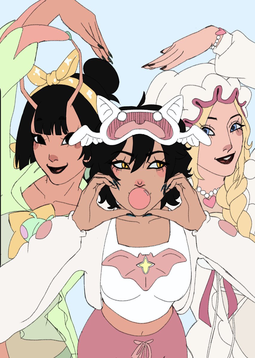 AesopMwah's tweet photo. PJ skin doodle of Dagger, Mantis, and Jubilee :D https://t.co/RjWt7taYTp