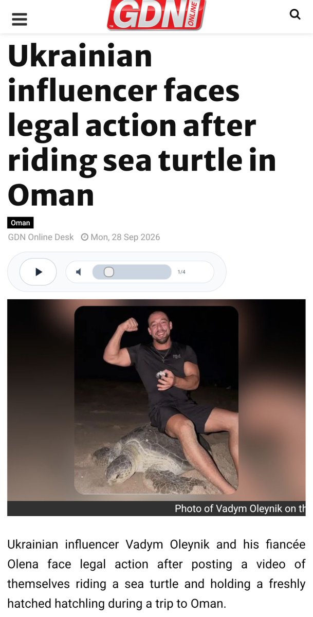 ChanceGardi's tweet photo. Sono i turisti ucraini Vadym Oleynik e Olena Kravchenk, i due criminali che hanno cavalcato la tartaruga marina ovipara nel Sultanato di Oman. https://t.co/MP0KlKE5J2