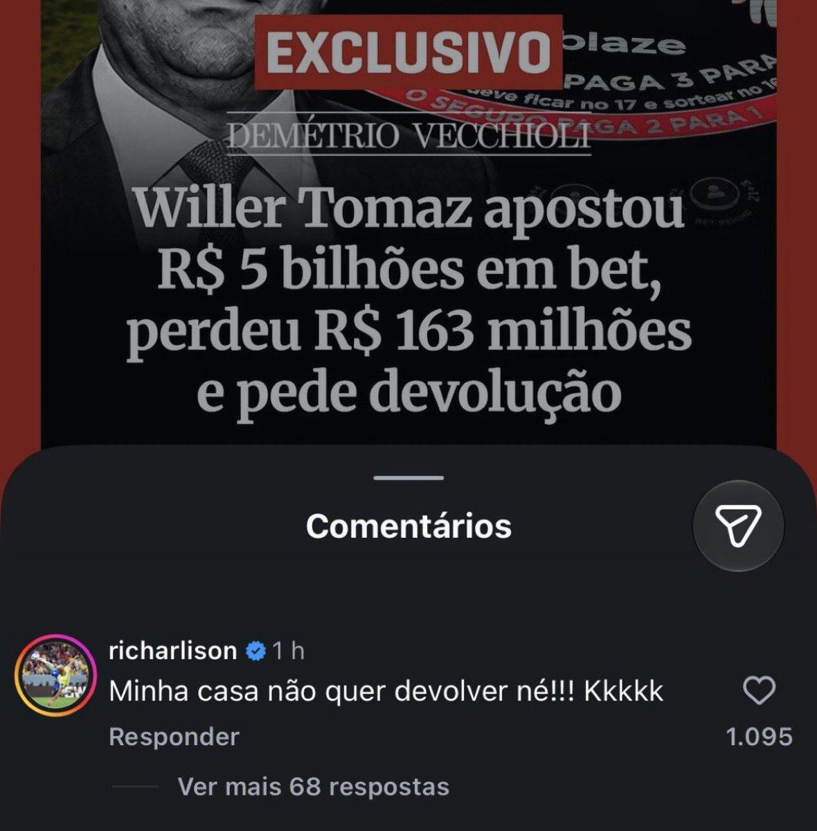 luscas's tweet photo. o richarlison kkkkkk https://t.co/S2AVy8f8yo