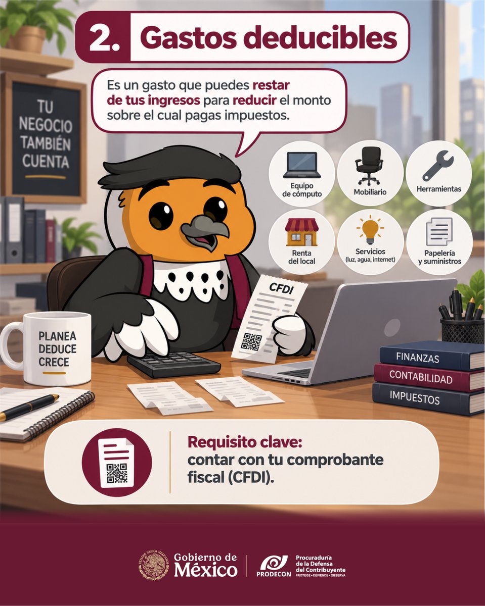 ProdeconMexico's tweet photo. 💡 #ProdeTip

Si tienes un negocio, aprender estos conceptos básicos te ayudará a entender tus obligaciones fiscales y evitar contingencias que después pueden salir caras. 💸

Entender tus impuestos no tiene por qué ser complicado. 🤝 ¿Tienes dudas? Acércate a #PRODECON. Nosotros te asesoramos de forma gratuita. 

💬 Chatea en línea: https://t.co/M3dvxQRBMZ

📧 Escríbenos tu problemática: atencionalcontribuyente@prodecon.gob.mx

☎️ Llámanos: 55 1205 9000 (CDMX) | 800 611 0190 (interior del país, sin costo)

📍 Consulta tu Delegación más cercana:
https://t.co/wjLMMsTeeT

#PRODECONProtegeTusDerechos