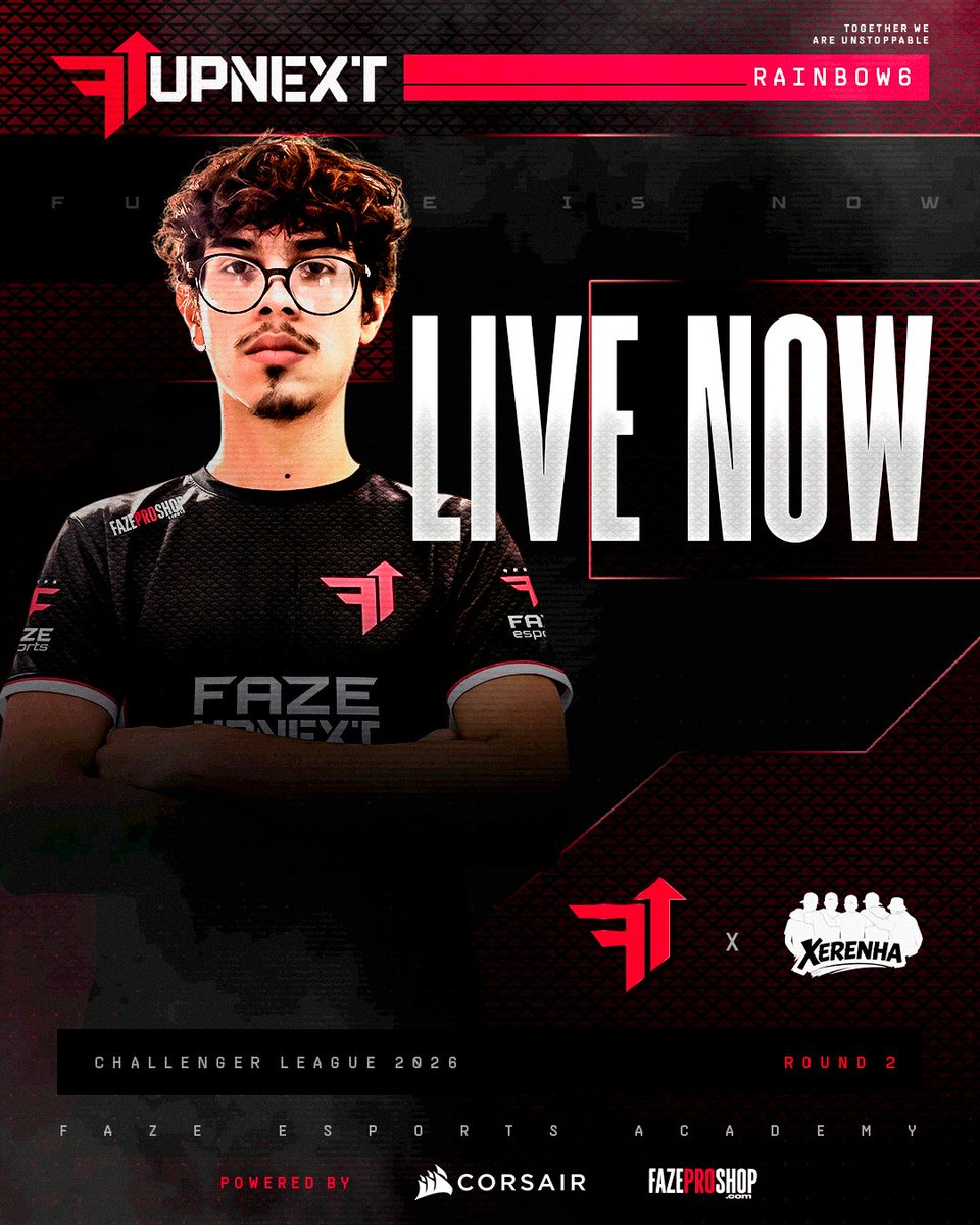 FaZeUpNext's tweet photo. Up Next R6 live for some Challenger League action! 💫

⚔️ Xerenha
📺 https://t.co/RVuMrY22xw https://t.co/kCeKVmzWxI