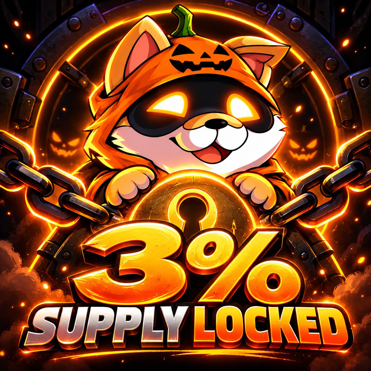 HallowInuX's tweet photo. We just locked 3% of the total supply until the night after Halloween!

Things are about to get spooky! https://t.co/iODyUMFULl