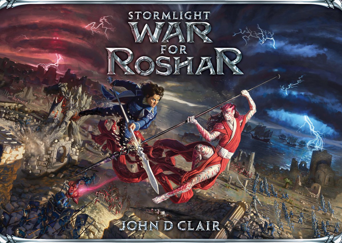 CosmereNetwork's tweet photo. The box art for the upcoming #StormlightArchive RPG titled ‘WAR FOR ROSHAR’ has been officially revealed. 

The game will launch on @Kickstarter on October 13. https://t.co/9G6EpOdOK5