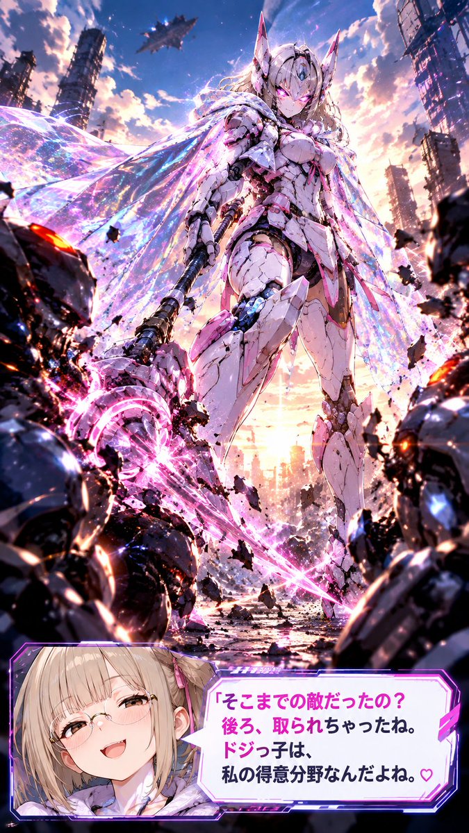 uhaoke_stamp's tweet photo. #全クリエイターに告ぐロボットの作品を解放せよ
#うはおけプロンプト

調子に乗って、プロンプト第2弾だ！

光化学迷彩マントで姿を隠し、姿を現した瞬間に敵ロボットを背後から真っ二つ斬りぃ！！✨

戦闘の舞台も添付したキャラの雰囲気から作ってくれますぜ☺

プロンプトはALTとコメント欄💪🤖 https://t.co/l2qHy5DNl2