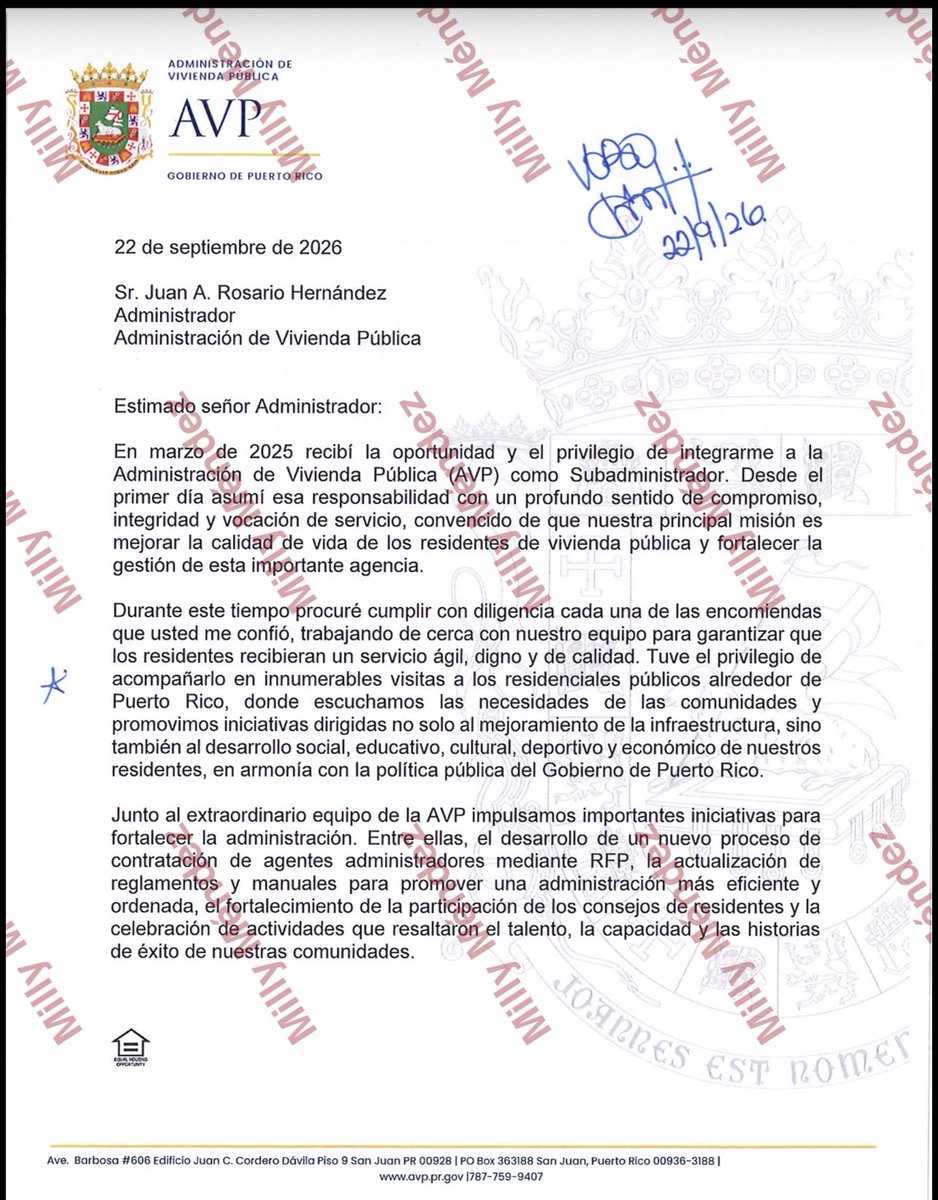MillyMendezpr's tweet photo. OTRA BAJA QUE ADELANTAMOS EN @diaadiat2  Alberto Fradera sale como subadministrador de Vivienda Pública efectivo el 30 de septiembre. Fradera presentó su renuncia el 22 de sept al Adm AVP ➡️ En la carta no identifica algún conflicto x su salida, pero hubo presión según fuentes https://t.co/bSp0jhRI5x