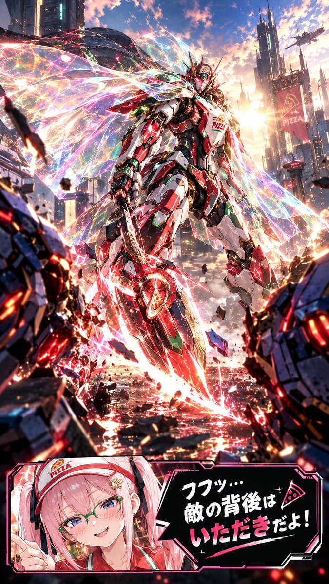 uhaoke_stamp's tweet photo. #全クリエイターに告ぐロボットの作品を解放せよ
#うはおけプロンプト

調子に乗って、プロンプト第2弾だ！

光化学迷彩マントで姿を隠し、姿を現した瞬間に敵ロボットを背後から真っ二つ斬りぃ！！✨

戦闘の舞台も添付したキャラの雰囲気から作ってくれますぜ☺

プロンプトはALTとコメント欄💪🤖 https://t.co/l2qHy5DNl2