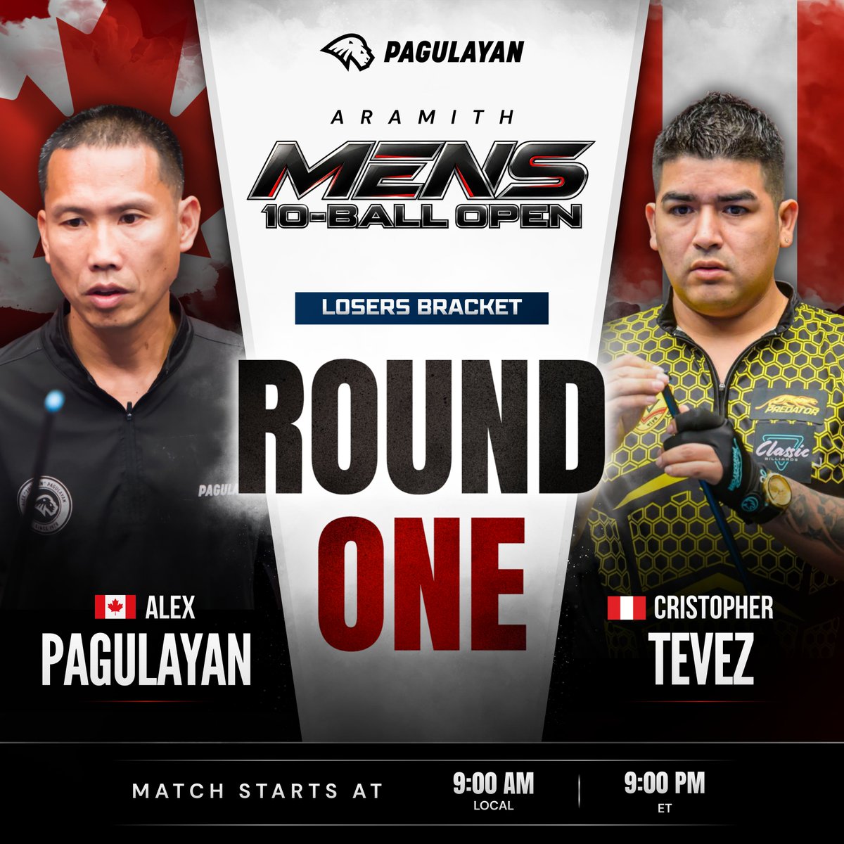 pagulayanpro's tweet photo. Alex takes on Cristopher Tevez of Peru in losers round 1 tonight. Table 1 spotlight, 9pm ET. From here on out both are playing for their tournament lives, with zero room for error.
#Pagulayan #PagulayanCues #AlexPagulayan #CristopherTevez #Billiards #10Ball #WPA #CueSports #PoolTournament
