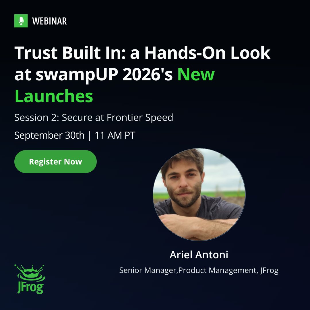 jfrog's tweet photo. Tomorrow September 30th, Ariel Antoni demos the self-healing supply chain: Zero-Touch Remediation automatically swapping vulnerable artifacts for the best available fix, drawn from upstream maintainers and curated sources. 

The gap in timing between disclosure and a working exploit is now measured in hours, while most remediation processes still run on sprints.

There's no more time for broken builds or waiting on a human-being to enact fixes.  Register today: https://t.co/JolR9q1p0o