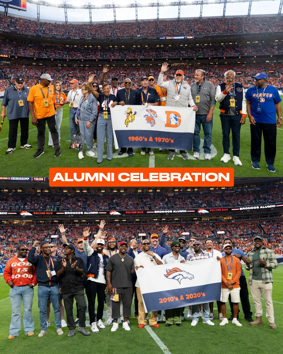 Broncos_Legacy's tweet photo. Honoring those who came before ๐ค
Last Sunday, we recognized @broncos alumni ahead of #LARvsDEN to wrap up an amazing Alumni Weekend! https://t.co/aMb2zfuIzL