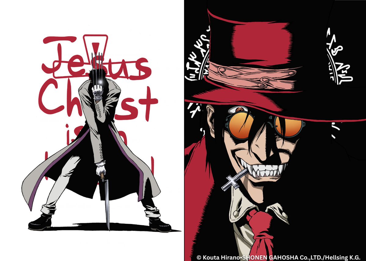 GonzoAnimeIntl's tweet photo. Did you know that this October is the 25th anniversary of  the #Hellsing anime?!?!?!
In honor of the anime, we are posting one character design every day! Let us know what character you want to see first! 
#Anime #25thAnniversary #Vampire #Rewatch https://t.co/BZcF09f5gT