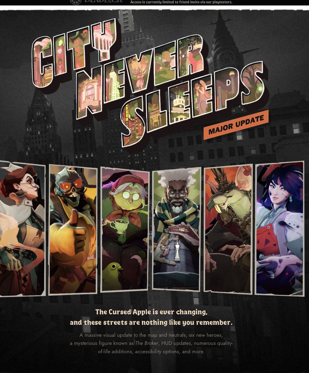 Pirat_Nation's tweet photo. Deadlock is officially back.

Valve just dropped the massive “City Never Sleeps” update, adding:
-six new heroes
-major visual overhaul of the map and neutral units
-HUD improvements

Players immediately came flooding back. Deadlock pushed past its previous 171,490-player all-time peak on Steam, reaching more than 220,000 concurrent players after the update. 

Not bad for a game that’s still technically in development.