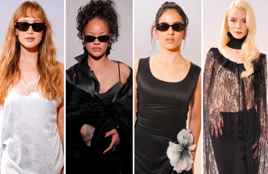 InsideTheENT's tweet photo. At the Dior show in Paris, notable attendees included Jennifer Lawrence, Rihanna, Rosalía, and Anya Taylor-Joy. https://t.co/GjFBJsuDPv