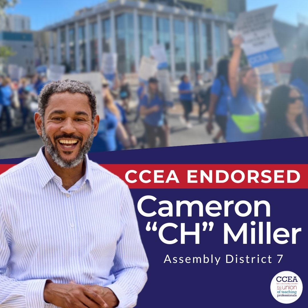 cceanv's tweet photo. CCEA is proud to endorse Cameron "CH" Miller for Assembly District 7. We look forward with him in the upcoming 2027 Legislative Session to improve public education in Nevada. https://t.co/IijpZEoQXK