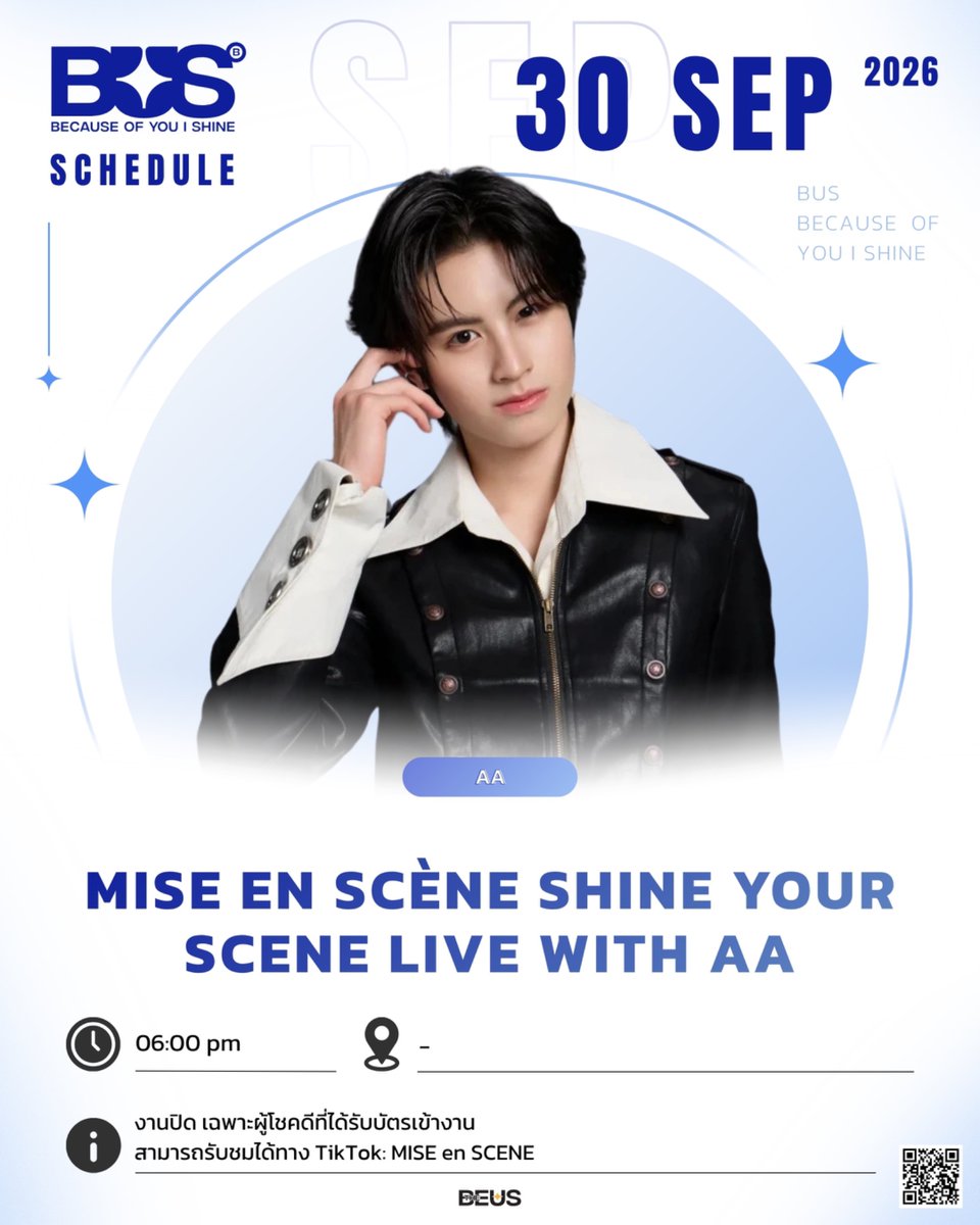 thebeus_withbus's tweet photo. เย็นนี้เตรียมพบกับ “เอเอ” 🐱 ใน MISE en SCÈNE SHINE YOUR SCENE LIVE with AA ✨ เวลาหกโมงเย็น

⚫️ สามารถรับชมได้ทาง TikTok: MISE en SCENE (Live)

#AAashirakorn 
#BUSbecauseofyouishine 
-------
ดูตารางงานศิลปินวง BUS เพิ่มเติมได้ที่ 
🔗: https://t.co/cxOO6wcFPd https://t.co/jRsYWPrwxF