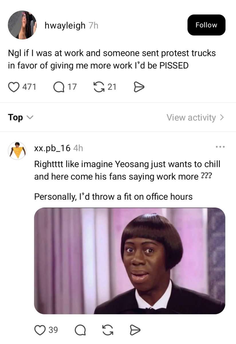 nnaaeverr's tweet photo. are people on threads being serious rn?💀 yeosang literally FOUGHT to be an idol, and has CONSTANTLY expressed he wants more lines, schedules, exposure etc. This is such an insult to his hard work, some of you don't deserve him at all. https://t.co/LhxPm0cmNP