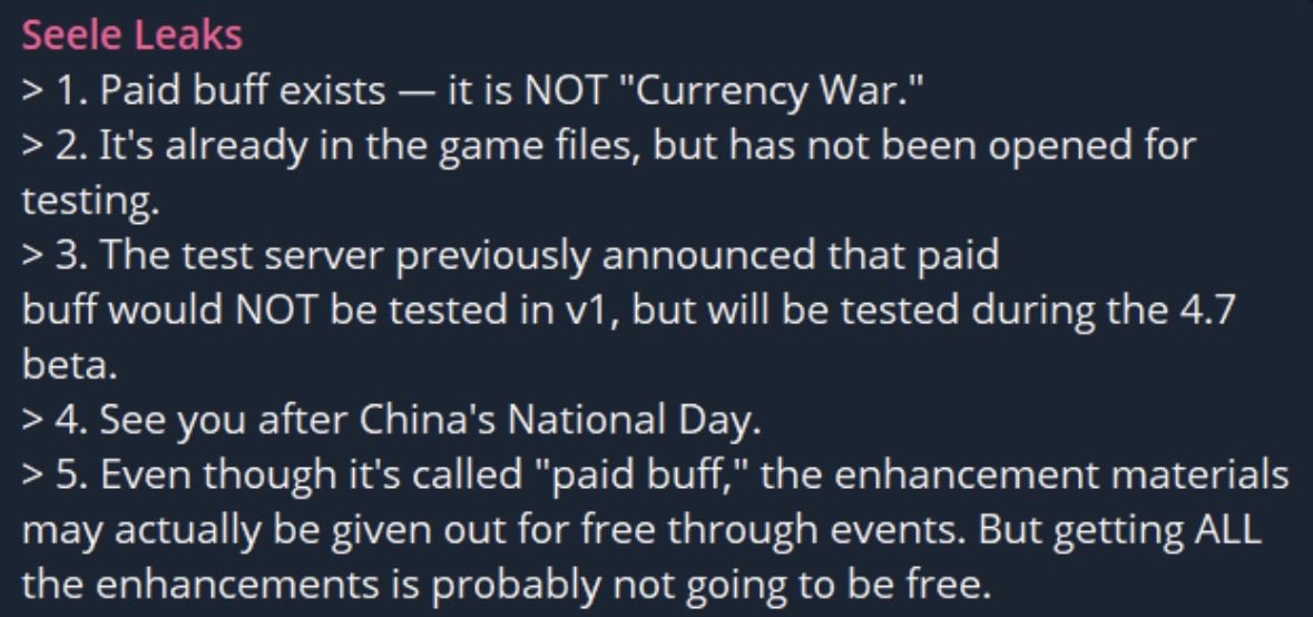 s4m6288's tweet photo. According to seele they are coming next patch. Just don’t have them right now since it’s v1. If I were to guess probably v3. Weird that they would release the buffs later in the beta cycle tho https://t.co/mBWcCGbxzd