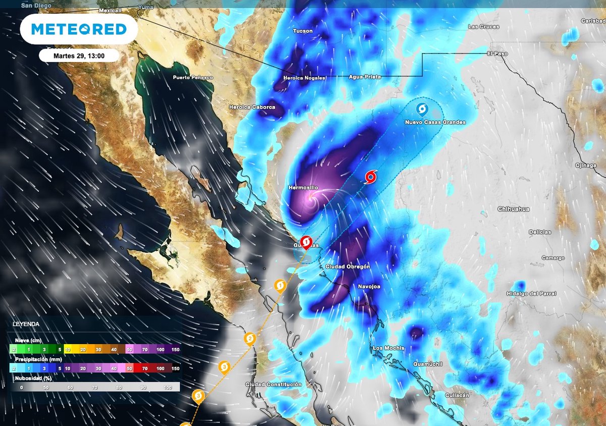 meteoredmx's tweet photo. 🔴 ¡ÚLTIMA HORA! 🚨

⚠️ #Polo toca tierra por 2da vez en #México 🇲🇽 al este de Guaymas, Sonora: ráfagas brutales y 250 mm de agua 🌀.

Úrsula Pamela García tiene los detalles en 🔗 https://t.co/9ehyuzoIsU https://t.co/QigbdPl4Kh