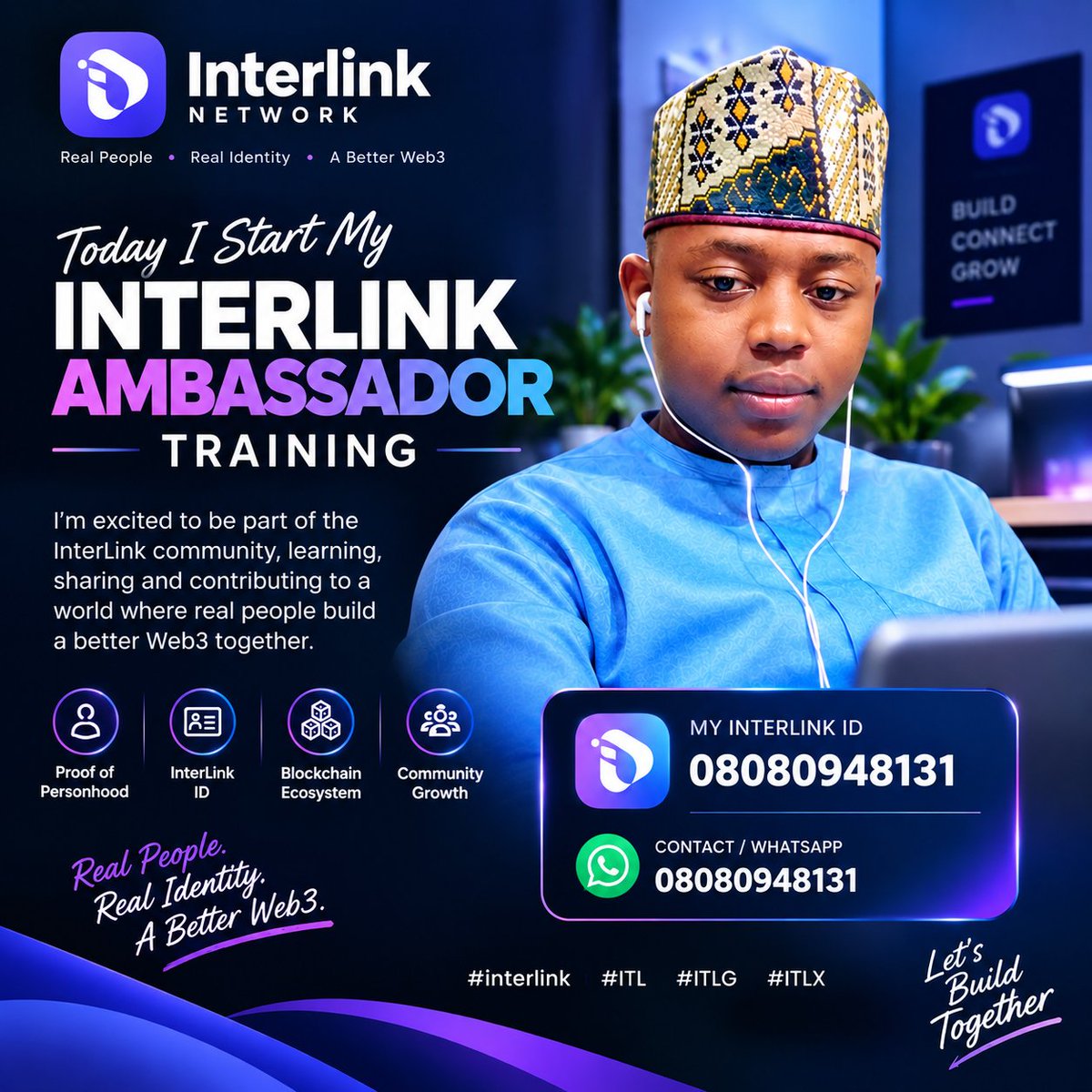 Shamwilu7a's tweet photo. 🌐 Building the future, one step at a time.

Excited to begin my journey as an InterLink Ambassador—learning, connecting, and sharing the vision of a more human Web3.

Let’s build together. 💜🚀

InterLink ID: 08080948131

#interlink #ITL #ITLG #ITLX a https://t.co/1qUY7B0RAq