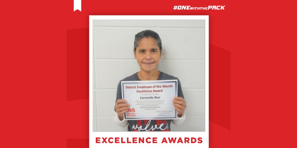 RSWolves's tweet photo. Employee of the Month!

The districtwide Excellence Award for September goes to Carmela Roe, a custodian at @ReedsSpringPS. 

“Carmela takes great pride in keeping our building safe, clean, and welcoming for our students and staff.”

#OneWithThePack 🐺 https://t.co/oUPf03ClXg