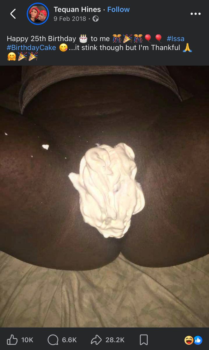 LarayChief's tweet photo. Girls on Facebook are so unserious. Is this cake icing or shaving cream or both?? 😭 https://t.co/2WElkXbN3C