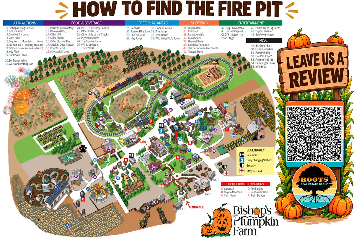 KanesREGroup's tweet photo. Come find us at
Bishop's Pumpkin Farm!
We'll be hanging out at the Fire Pits 1-22!

Use this map to find your way over, then come cozy up by the fire with the Roots crew.
Can't wait to see you Wednesday! 

#RootsRealEstateGroup
#BishopsPumpkinFarm #ClientAppreciation #lincolnca https://t.co/A9hcVG67TS