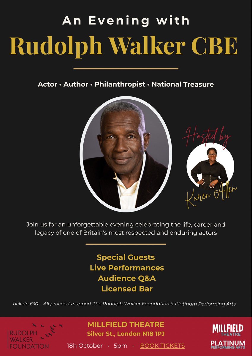 RudolphWalkerDA's tweet photo. So happy!  Renowned Calypsonian Alexander D Great has written a song about me &amp; will be performing it at An Audience With Rudolph Walker on Sun 18 Oct

To book https://t.co/m7oHFZhRzA

#ProudTrini #calypso #legacy #enfield #pioneer https://t.co/iXaT9NLZSW