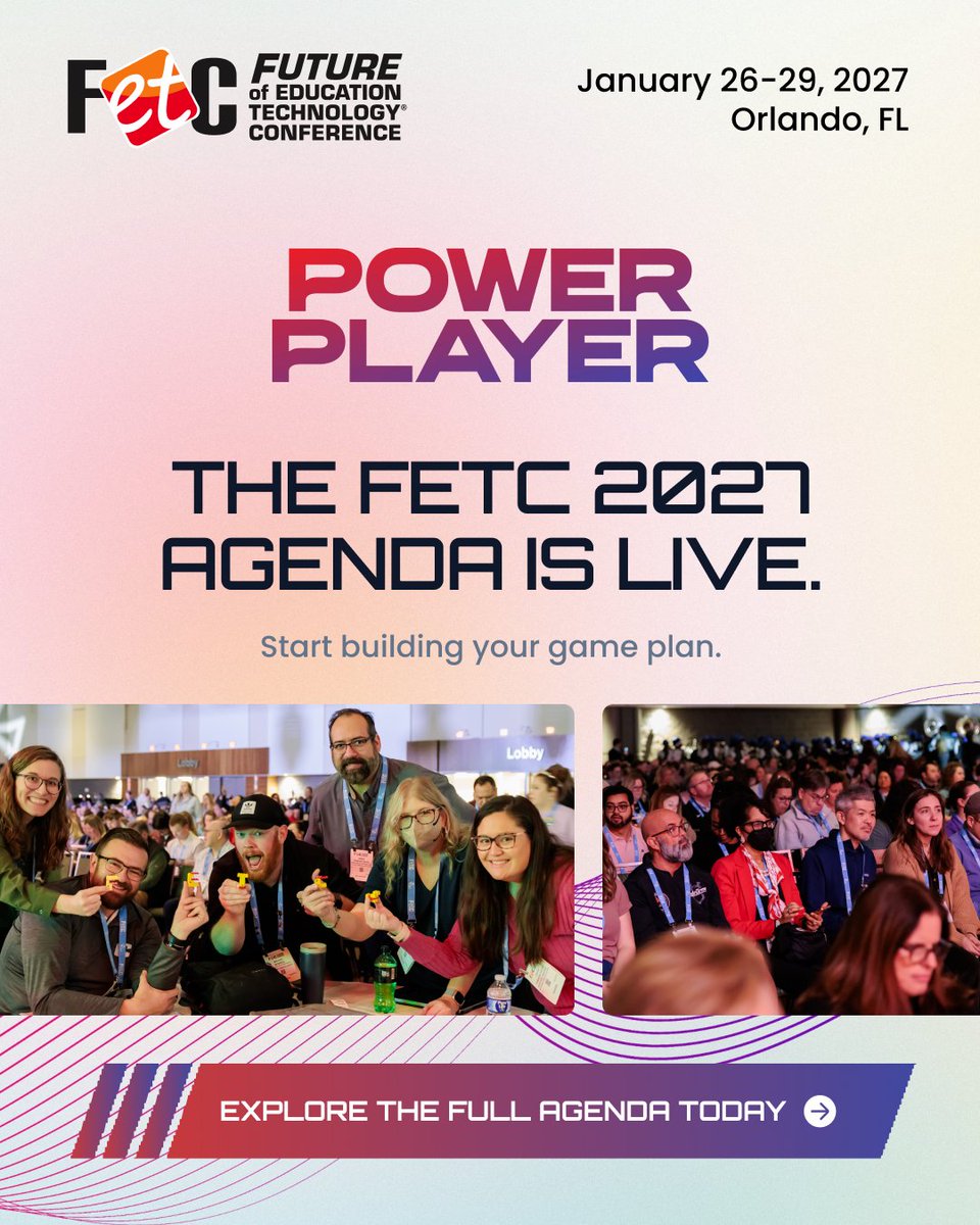 fetc's tweet photo. Your #FETC2027 game plan just got easier. 👀

The 2027 Agenda is LIVE! Explore Workshops, Intensives, keynotes, sessions, Expo Hall experiences, networking + more.

Start planning your four days in Orlando.

Explore the Agenda: https://t.co/Ud2Wu650Bk https://t.co/h65Q5nbhNd