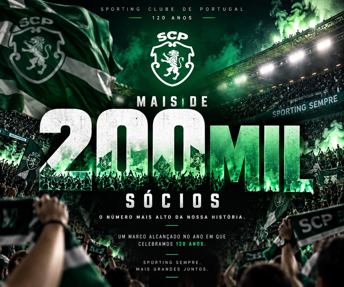 dissidente1983's tweet photo. 200 mil sócios.

O número mais alto da história do Sporting.

Há números que servem para encher comunicados. Este não. Mede dimensão, ligação ao clube e, sobretudo, gente disposta a fazer parte dele.

Num tempo em que o futebol se tornou cada vez mais negócio, o Sporting ultrapassa os 200 mil sócios no ano em que celebra 120 anos.

Eu olho para isto e vejo muito mais do que uma marca administrativa.

Vejo gerações. Vejo quem esteve quando ganhar parecia impossível e quem chegou quando voltámos a ganhar. Vejo Alvalade cheio. Vejo famílias onde ser do Sporting continua a passar de pais para filhos.

Presidentes passam. Treinadores passam. Jogadores passam.

Os sócios ficam.

E são mais de 200 mil.

O Sporting é dos sportinguistas. Nunca convém esquecer.