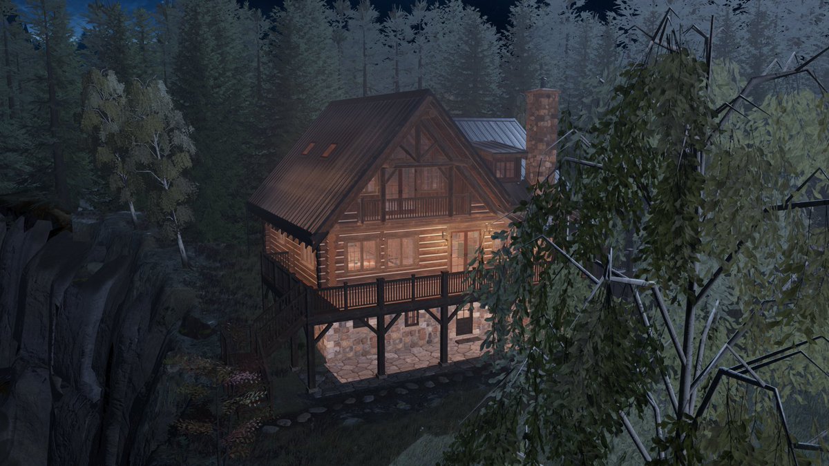 ScarsOfWild's tweet photo. Aurora's cabin used to be one room. Now it's a three-storey log house on a bluff above a fjord, and every log, stone and floorboard is laid by code when the chapter loads. No modelling program. #GodotEngine #gamedev https://t.co/TclroDoSfF