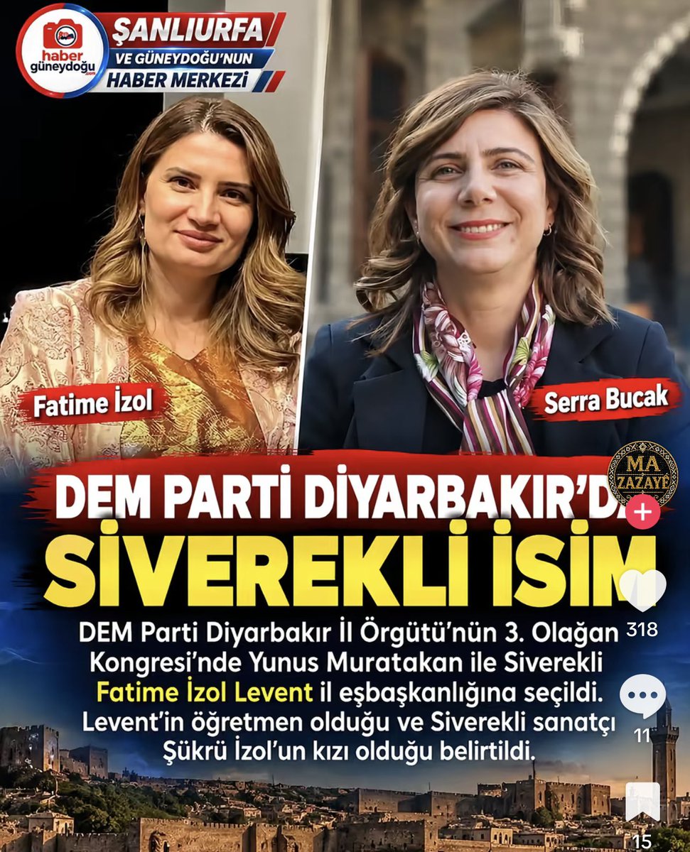 PKKgerceklerii's tweet photo. Şanlıurfalı iki kadın, DEM Parti Diyarbakır İl Yönetimi ile Diyarbakır Büyükşehir Belediyesini yönetecek:

İzol Aşireti’nden Fatime İzol,
Bucak Aşireti’nden Serra Bucak.

Hani siz aşiretlere karşıydınız? https://t.co/XO8Fz32zkK