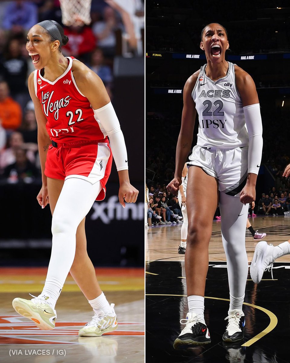 IONWNBA's tweet photo. You don't want to face A'ja Wilson in the playoffs:

⭐️ 1,209 Points (3rd All-Time)
⭐️ 560 Rebounds (5th All-Time)
⭐️ 127 Blocks (2nd All-Time)

Will A'ja and the @LVAces go back-to-back? https://t.co/W92tyQkrWJ