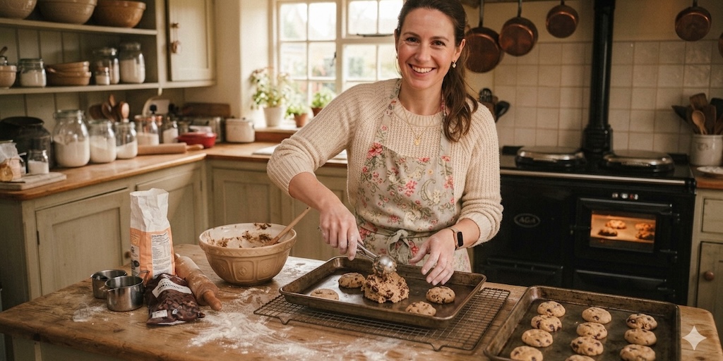 VintageKitchen_'s tweet photo. It's Biscuit Week on Bake Off & the signature bake is an American style cookie. 🍪 🇺🇸 🍪
Crispy & chewy all in one go.
A good vintage baking tray & cooling rack is so important. https://t.co/tnlMhKU6fo
#GreatBritishBakeOff #GBBO #BiscuitWeek #AmericanCookies #VintageBaking https://t.co/1QuPZbgSuI