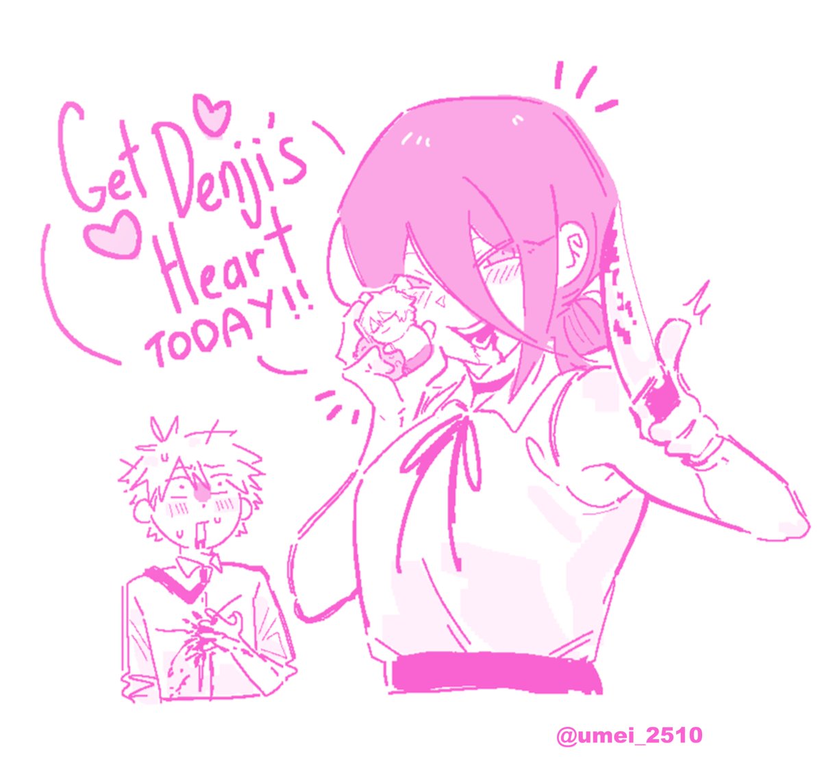 Kiv_alt's tweet photo. We've past the 50% mark!! 46 pledges left! Get Denji's heart today! ❤️ https://t.co/c7OJk5DPao