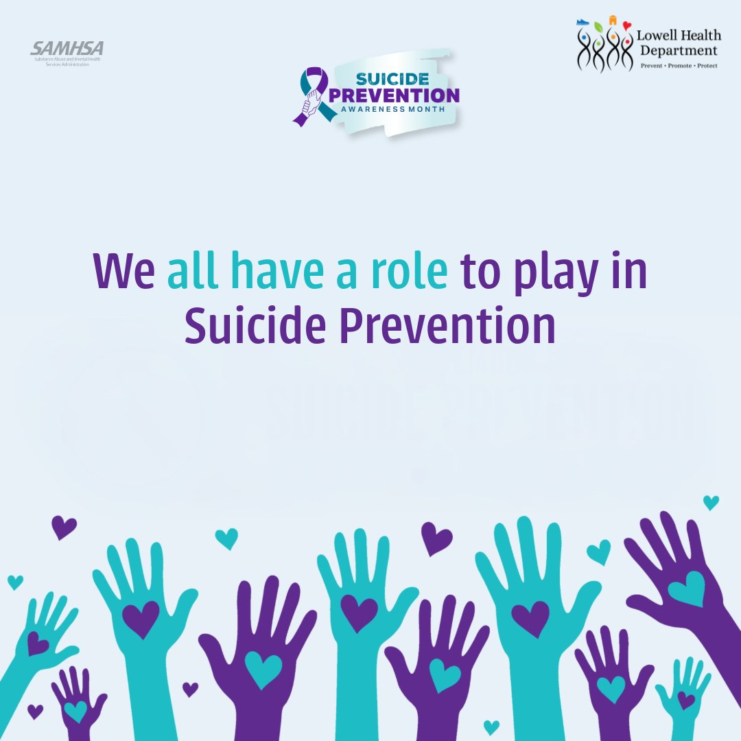 CityofLowellMA's tweet photo. As September ends, remember that connection, support, and healing are year-round. 
Supporting someone can help foster healing and reduce future risk. Reach out with compassion. Listen without judgment. Stay connected. 💜🩵

🔗 Resources: https://t.co/WFSrhBPTDA
💡 Call/text 988 https://t.co/cS2EWkdEmE