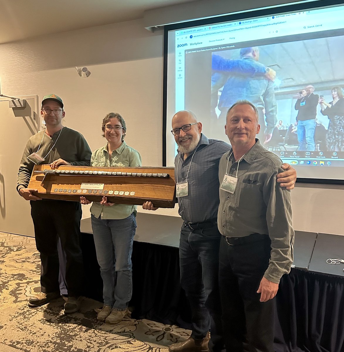 WFPCompany's tweet photo. From growing resilient seedlings to what’s ahead for reforestation, there was plenty to talk about at this year’s Forest Nursery Association of BC annual general meeting.

Western’s Saanich Forestry Centre Manager and FNABC President, Christina Lavoie, joined forestry and nursery professionals in Prince George to learn from one another and explore the work shaping reforestation today.

Bringing people and experience together helps build the knowledge needed to support thriving forest ecosystems.

Congratulations to Arbutus Grove Nursery on receiving the Chief Forester Award and Sylvia L’Hirondelle on receiving the Green Timbers Award. 

A special thanks as well to Rebecca Larsson and the @sveaskog team for making the trip from Sweden to join us in northern BC.