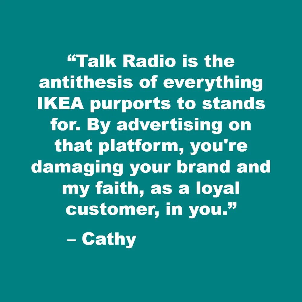 StopFundingHate's tweet photo. "Talk Radio is the antithesis of everything IKEA purports to stands for" ==> https://t.co/VzUrA1VvXb https://t.co/9Fp3MLEZrM