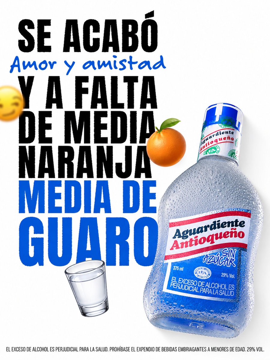 licosinu's tweet photo. Se acabó Amor y Amistad y a falta de Media Naranja, Media de Guaro 💙 … ¡Salud! https://t.co/opajE57B0U