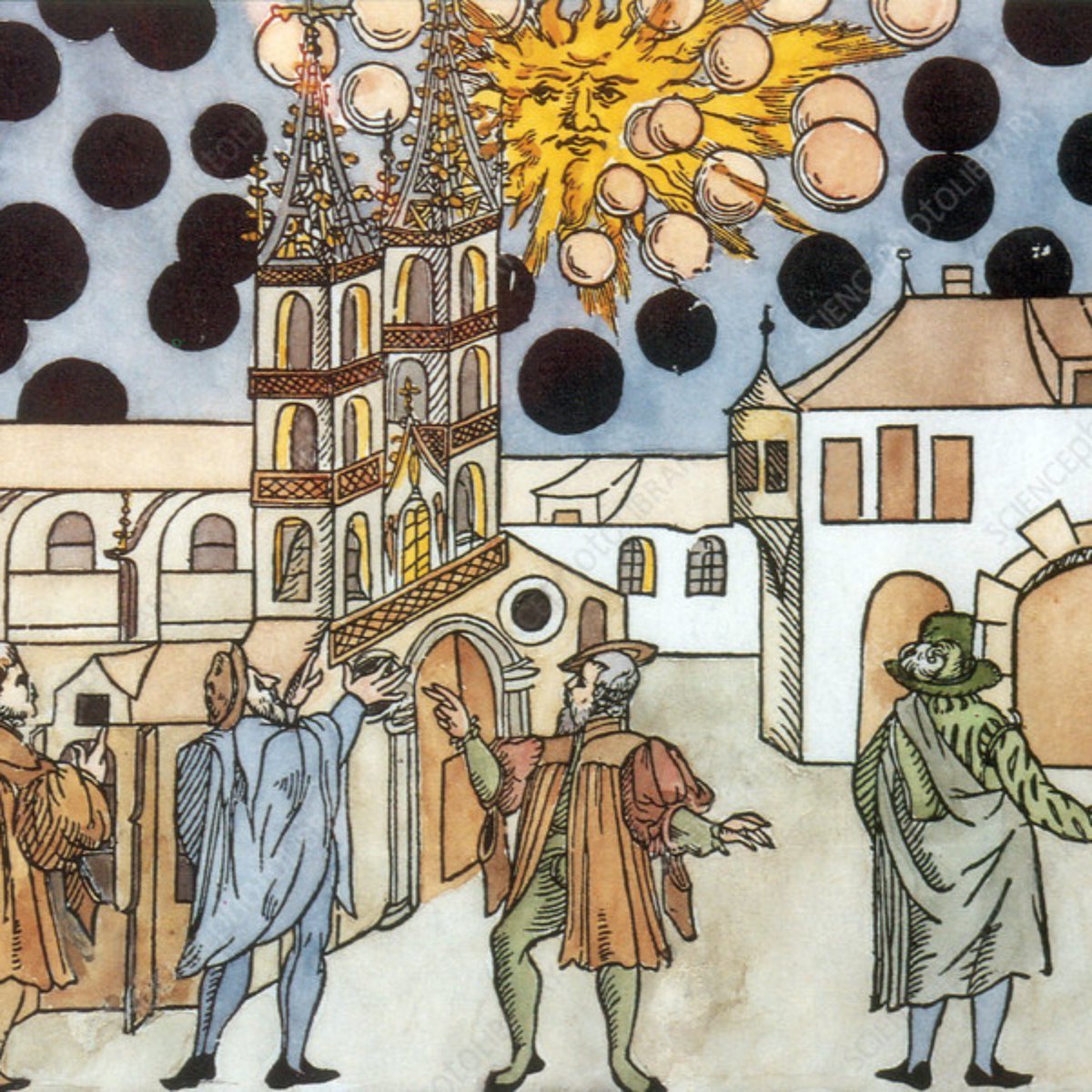 creepydotorg's tweet photo. My biggest question will always be what the citizens of Nuremberg really saw that morning in 1561, when they reported blood-red, bluish and black spheres and ring-shaped discs near the Sun that began to fight among themselves. https://t.co/6Wkn5AlDwP