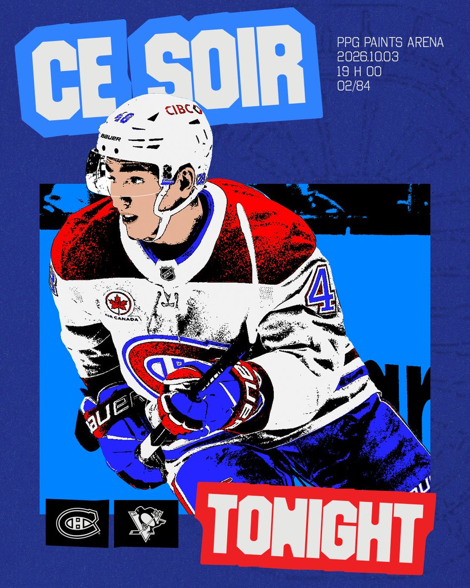 CanadiensMTL's tweet photo. Jour de match! It’s game day!

📍 PPG Paints Arena
🕖 19 h 00 / 7:00 p.m.
📺 TVAS / SNE
📻 98,5 FM / TSN 690

#GoHabsGo https://t.co/qW9KGhzRBu