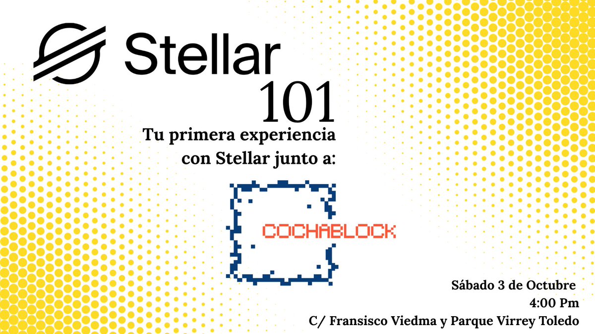 CochaBlock's tweet photo. 🚀 ¡Se viene nuestro Primer Evento de Stellar! ✨

Una sesión 100% práctica para aprender a usar la red de Stellar desde cero: desde la instalación de tu wallet hasta tus primeras interacciones en el ecosistema de @StellarOrg 

🗓️ 3 de Octubre
⏰ 4:00 Pm
🎟️ Registro gratis 👇 https://t.co/KRIDc90c3O