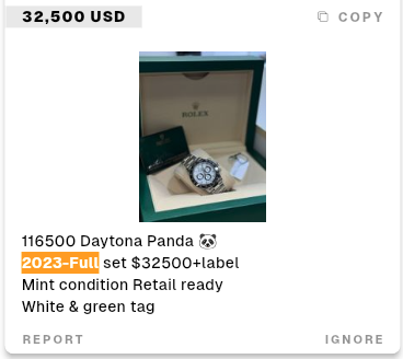 AuctionTP's tweet photo. BIDDING CLOSED AT $28,600 FOR THE ROLEX DAYTONA "PANDA"

Current market price for a 2023 Full Set Rolex Daytona sits at $32,000-$34,000 in the current market. 

Thank you to all participants and congratulations to the Buyer & Seller!

Check out the other live listings right now!
https://t.co/CUoJ3wqZcY