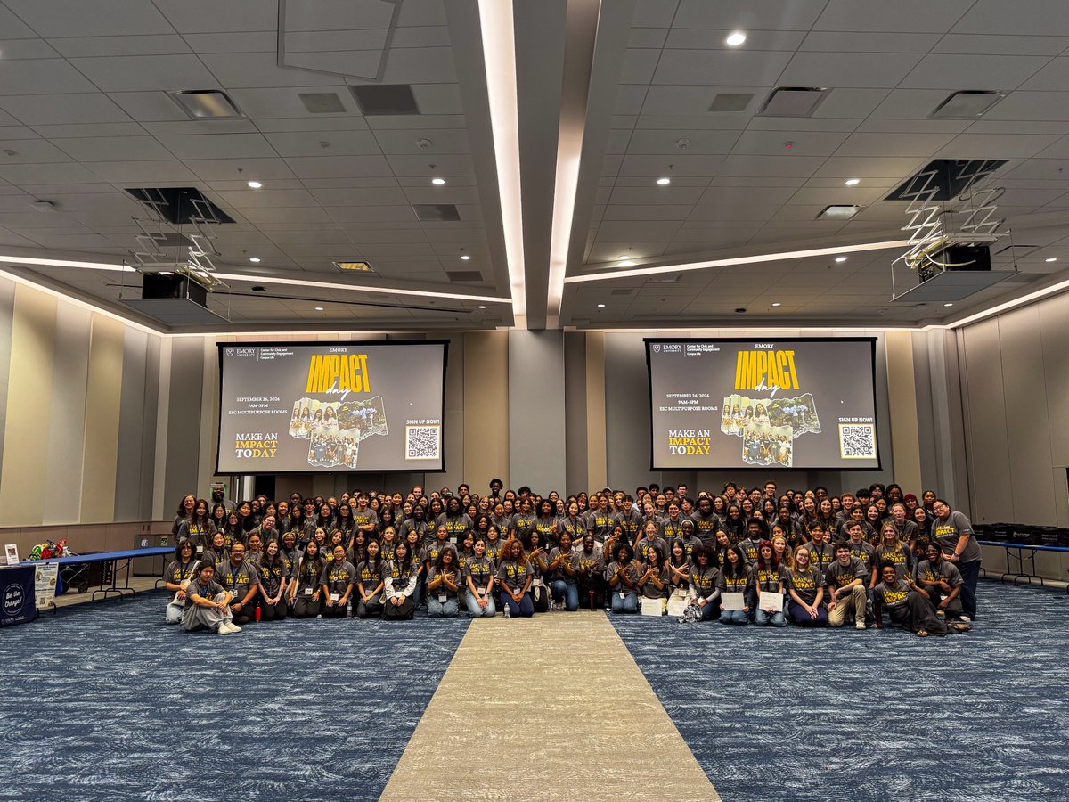 EmoryUniversity's tweet photo. Emory’s Impact Day was a success! 💙💛 

Thank you to all the students, faculty, staff and alumni who came together to serve nonprofit organizations on campus and throughout metro Atlanta. Some photos from our campus volunteer event!

#Emory #EmoryUniversity https://t.co/FBQduP1Zbg